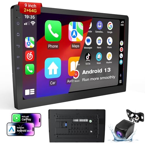 Haudio Wireless Double Din Car Stereo with 9" HD Touchscreen | CarPlay & Android Auto | Backup Camera | Bluetooth GPS Navi...
