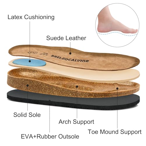 Brelzo Calvior Women's Suede Clogs Men's Slip-On Mules Non-Slip Potato Shoes Arch Support Sandals with Adjustable Buckle f...