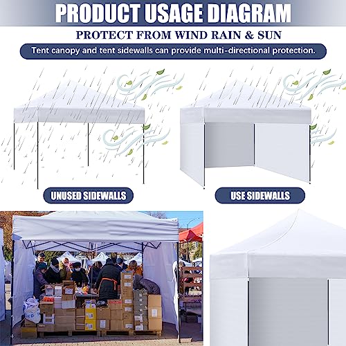 Amylove 4 Pcs 10x10 ft Canopy Replacement Top Cover with 4 Removable Side Walls, Waterproof Sunshade Top for Outdoor Campi...