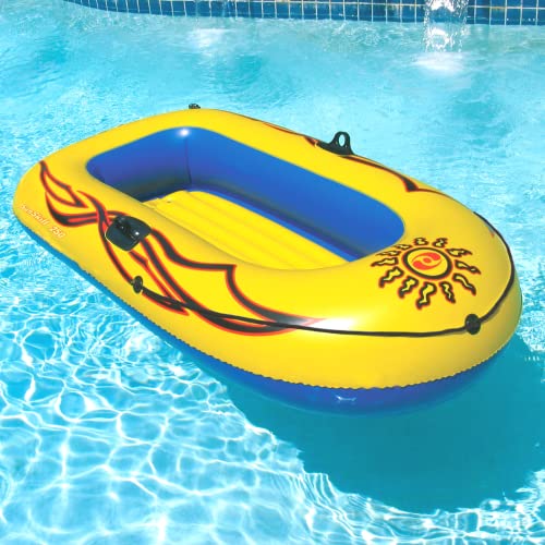 SOLSTICE Inflatable Boat Rafts 2 Person for Adults & Kids Comes W/ Oars Paddles Pump Pole Oar Holders Cushioned Comfortabl...