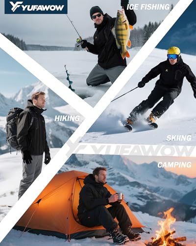 Yufawow Men Winter Jacket Work Coat Waterproof Windbreaker Heavy Softshell Heat Warm Thermal Insulated Ski Snow Snowboard