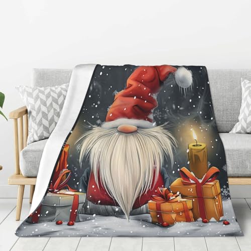Gnome Gifts Christmas Throw Blankets， Soft Fleece Blanket 50"X40" Couch Cover for Bed Sofa Chair Camping Travel