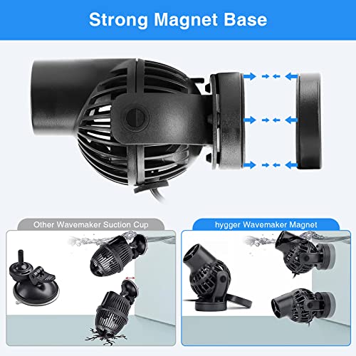 hygger Wave Maker with Controller for Feeding, 1320 GPH Ultra-Silence Aquarium Powerhead with Strong Magnet Suction Base f...