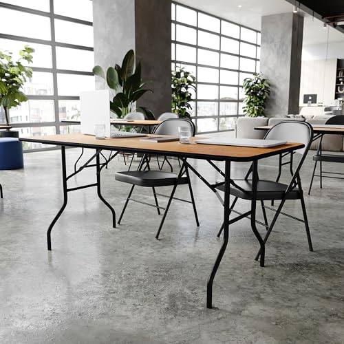 Flash Furniture Gael 6' Wood Folding Training and Event Table, Rectangular Folding Training Table with Smooth Clear Coated...