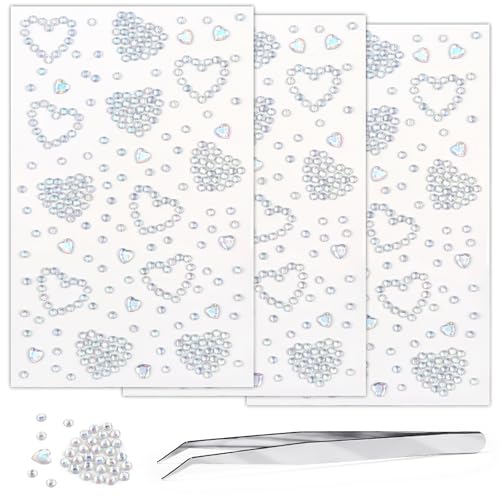Self Adhesive Face Gems Stickers, Face Eye Jewels Rhinestones Festival Essentials Rave Accessories Rhinestone Stickers for...