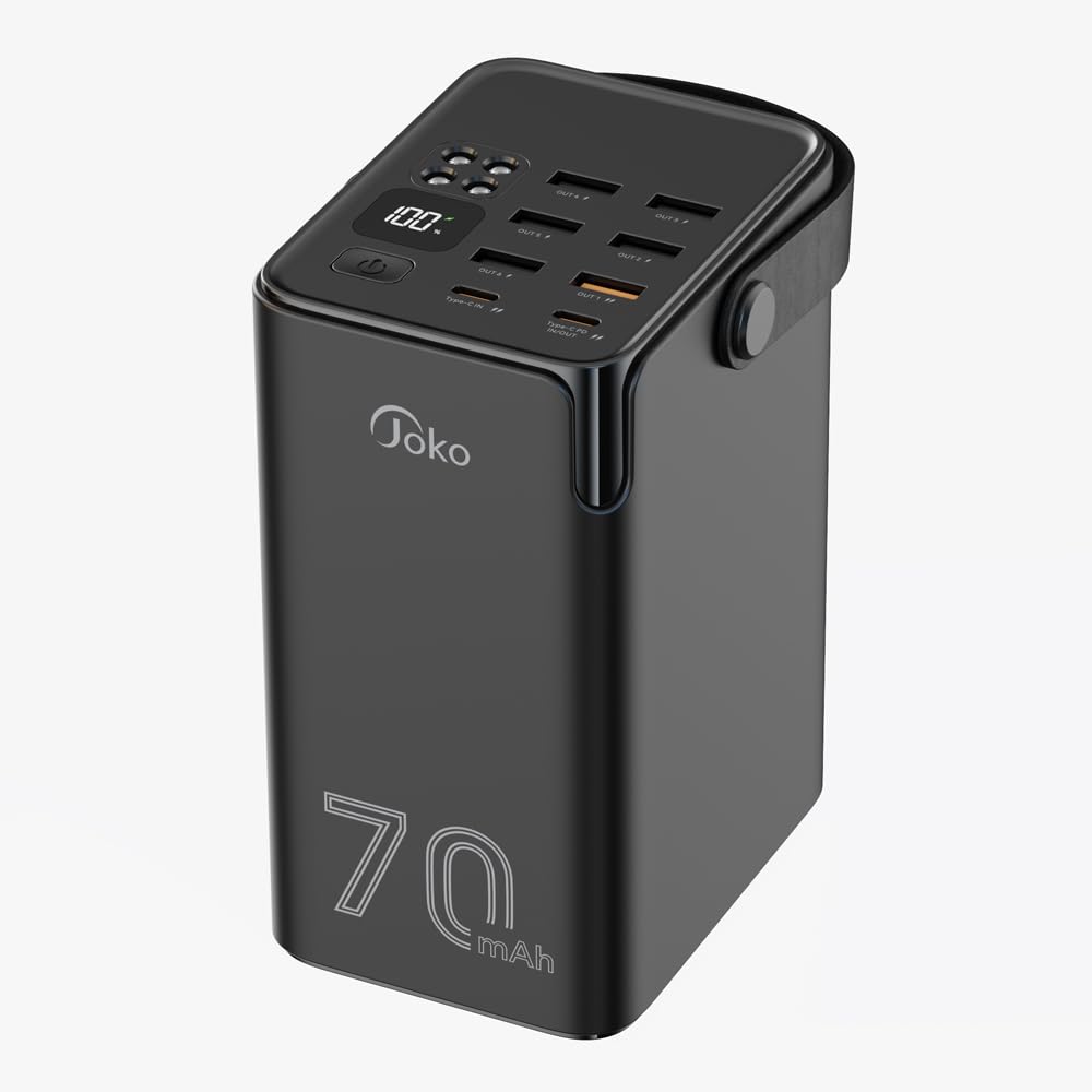 Joko 70000Mah Power Bank High Capacity 20W Pd 3.0 Fast Charging 22.5W Max Large Power Bank,7 Outputs 2 Inputs,Led Display,Usb-C