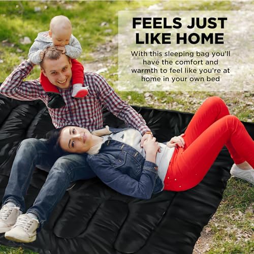 Double Sleeping Bag - XL Sleeping Bags for Adults Two Person - Queen Size Double Sleeping Bags for Adults 2 Person - Sleep...