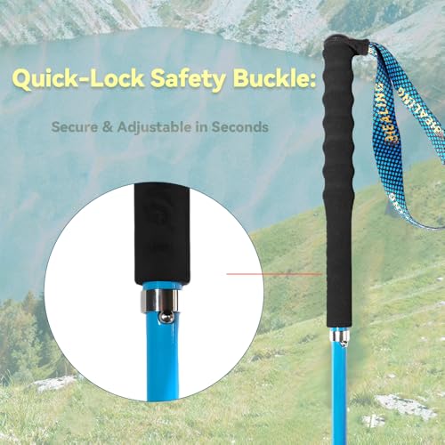 Carbon Fiber Trekking Poles 2-Pack - Ultra Lightweight 10oz, Collapsible 3-Piece Folding Design with Anti-Shock, Moisture-...