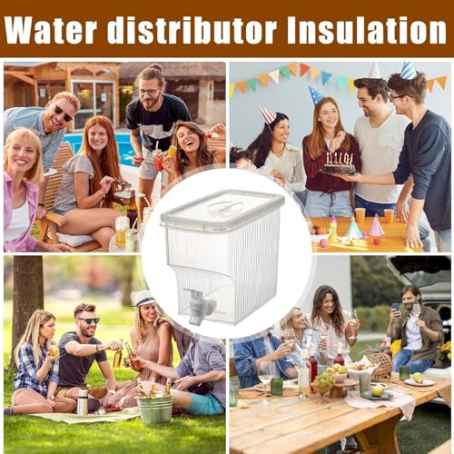 Water Dispenser with Spigot, 1 Gallon Leak-proof Plastic Drink Dispenser with Lid, Fridge Iced Juice Dispensers for Party,...