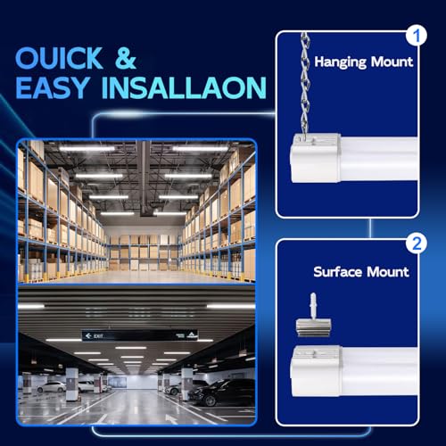hykolity 2 Pack 4FT Linkable LED Shop Light for Garage, 4400lm, 4FT 42W, 5000K Daylight LED Workbench Light Fixture with P...