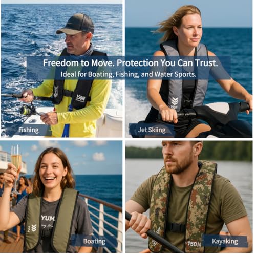Automatic Inflatable Life Jacket | Low Profile PFD for Adults | Compact Design Self Inflating Life Vest | Supports up to 3...