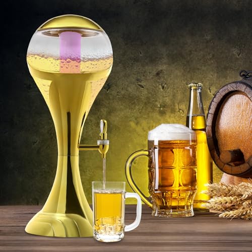 3L Wine Dispenser with LED Lights & Ice Tube,Elegant Glass Beverage Dispenser for Parties, 101oz Clear Sphere Drink Server...