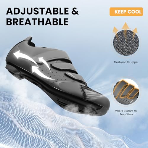Men's Cycling Shoes – 2 & 3 Bolt Look Delta Cleat Spin Bike Shoes - Compatible with SPD Clips – Perfect for Indoor & Outdo...