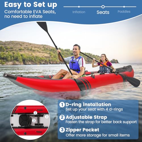 S AFSTAR Inflatable Kayak, 2 Person Canoe with 507 lbs Capacity, Drop-Stitch Floor, All Accessories & Carry Bag, 12.5 ft L...