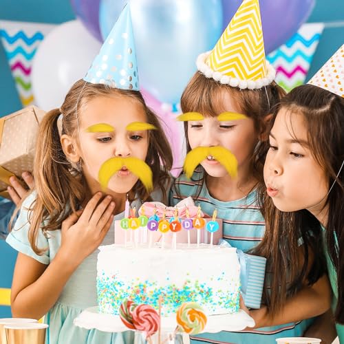 Babycop Yellow Mustache and Eyebrows Fake Beard for Kid & Adult, Cosplay Halloween Costume Accessories Funny Party Favor M...