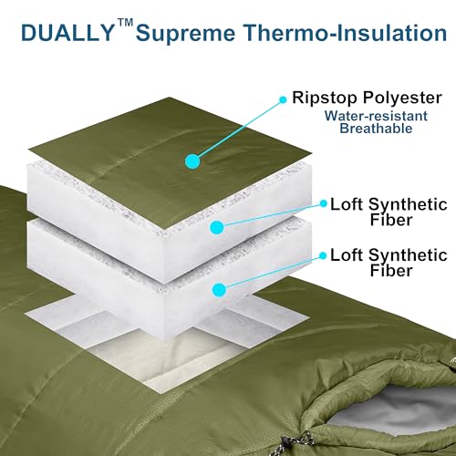Azitrek 0 Degree Mummy Sleeping Bags for Adults Camping | XXL Big and Tall 3-4 Season Warm Cool | Cold Weather Winter Slee...