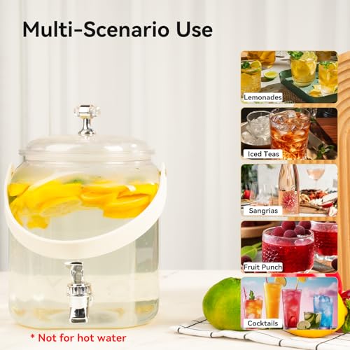 1 Gallon Beverage Dispenser - Leak proof Juice Dispenser Sealed Plastic Lemonade Dispensers with Anti-Rust Lids Drink Jug ...