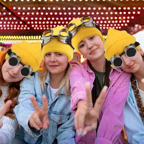 Halloween Costume Accessories Cosplay Party Dress Up Costumes Set Steampunk Goggles Glasses/Beanie Hat/Black Gloves