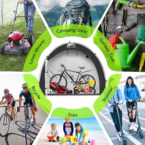 Happy Travel Bike Storage Tent Shed, Outdoor Waterproof Bicycle Covers Shelter with Window for 2/3/4/6 Bikes,Oversized Out...