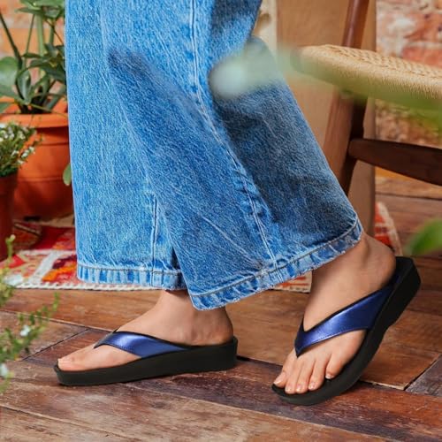 Aerothotic Arch Support Flip Flops for Women Comfortable Orthopedic Cushioned Memory Foam Footbed with Faux Leather Padded...