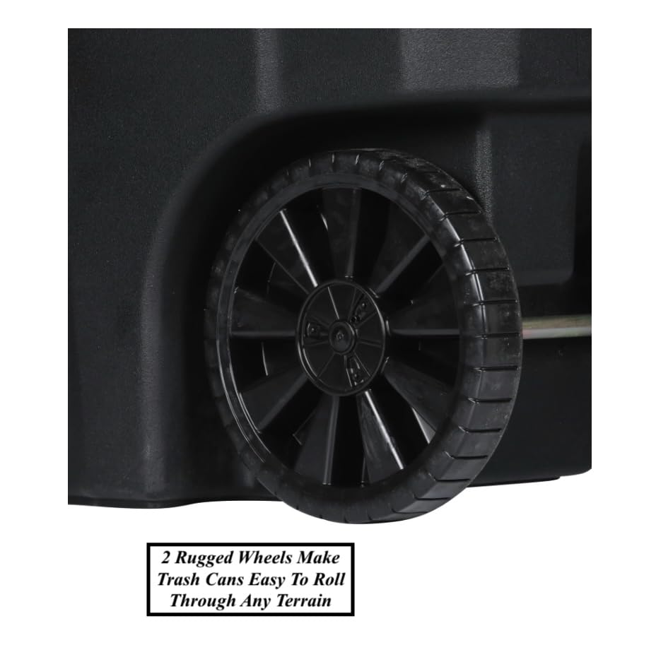 64 Gallon Garbage Cans Trash Cans 2 Rugged Wheels Ergonomic Handle and Lid Heavy Duty Construction Built for Toughness and Maximum Impact Resistance Perfect for Both Indoor Or Outdoor Use