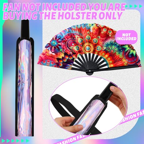 Cosblank Summer Rave Fan Thigh Holster Rave Fan Holder Folding Hand Pouch Foldable Sleeves with Waist Belt for Thigh Party