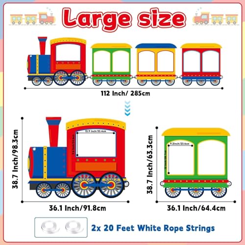 Train Shaped Photo Prop Selfie Frame Party Banner Large Fabric Steam Car Photo Booth Prop Decoration Colorful Train Backgr...