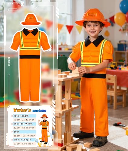 Teuevayl Boys Muscle Chest Dress up Costumes Trunk with Superhero, Construction Worker, Military Costume, Kids Pretend Rol...