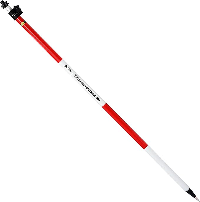 AdirPro 2.6 M Fiberglass Prism Pole with Dual Graduations - Metric and Feet Graduations with Quick Release Clamp & 40-Minu...