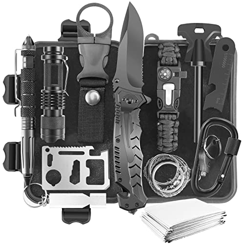JINAGER Survival Gear Kits Outdoor Survival Gear Tool for Trip,with Fire Starter, Whistle, Wood Cutter, Tactical Pen for C...