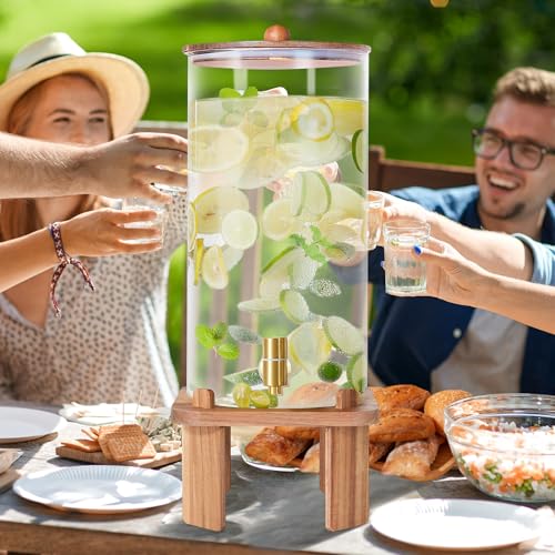 3 Gallon Extra Large Drink Dispenser for Parties,Glass Beverage Dispenser with Stand,Water Drink Dispenser with Airtight V...