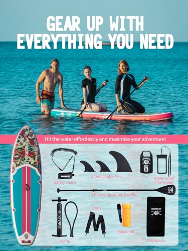 SKADDLES 10’6’’ Portable Inflatable Stand Up Paddle Board (SUP) for Adults and Youth with Non-Slip Deck – Complete Accesso...