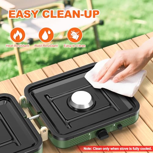 Propane 2-Burner Foldable Camping Stove with Carry Bag, Portable Propane Camp Stoves with Adjustable Burners & Piezo Ignit...