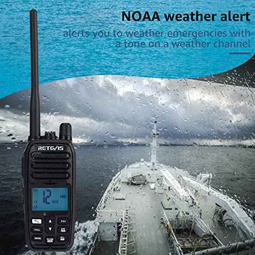 Retevis RM21 Handheld Marine Radio,IP67 Waterproof Floating Two Way Radio,Long Range,Noise Cancelling Mic,1800mAh,Backlit LCD Display,NOAA,International Channels,Coastal Boat Radio for Fishing(1 Pack)