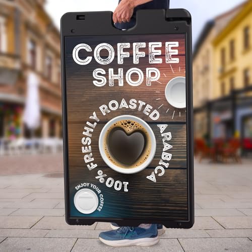 Jumbl Outdoor A-Frame Sandwich Signboard 24” x 36” Display Surface – w/PVC Sign Protector & Sand Fill Holes – Duel Display...