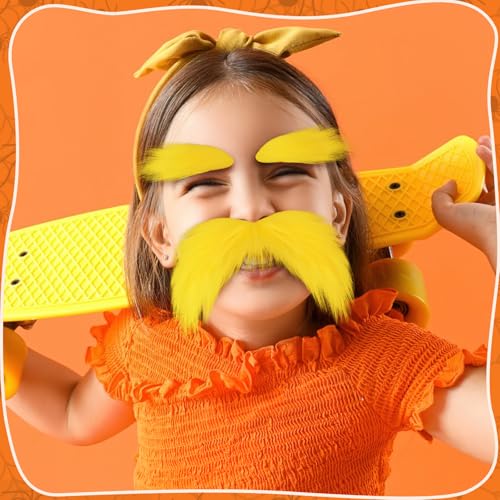 Shzbtdo Mustache and Eyebrows, Funny Cosplay Costume Accessories,Self Adhesive Fake Beard Mustaches Bushy Eyebrows 1