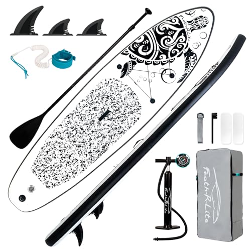 FEATH-R-LITE Inflatable Ultra-Light 10'×30''/10'6''×33'' Stand Up Paddle Board for All Skill Levels with Premium SUP Paddl...
