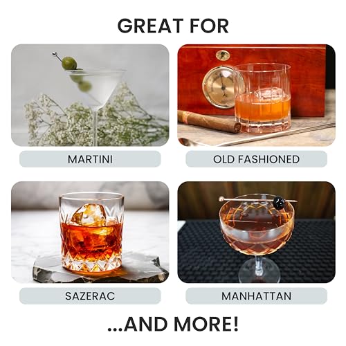 A Bar Above 10 Piece Cocktail Mixing Glass Set, Lead Free Cocktail Set with Mixing Glass, Bar Spoon, Julep Strainer, Bell ...