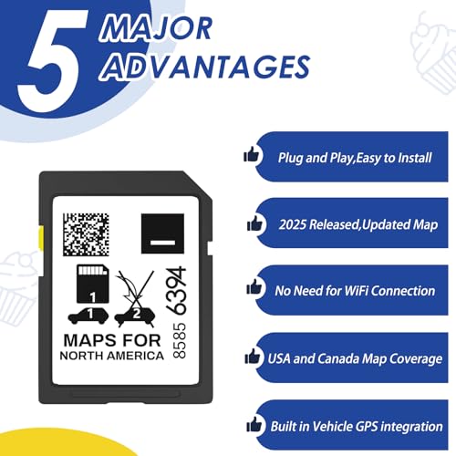2025 Release GPS Navigation SD Card Compatible with GMC Chevry Cadilla Buick,Silverado, Equinox and More Navi System,USA C...