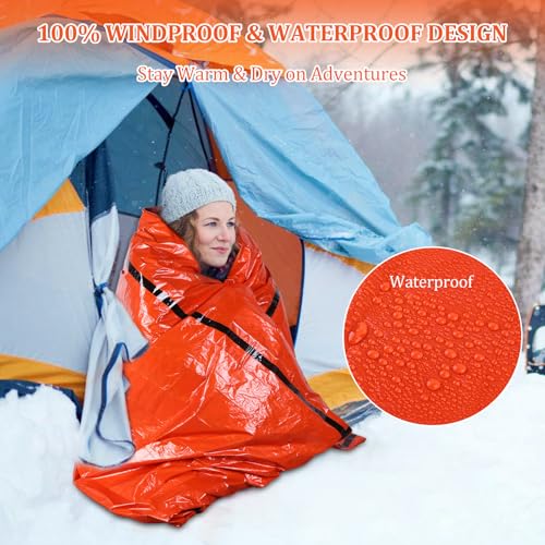 Emergency Sleeping Bag - Portable Emergency Blanket for Survival Gear, Thermal Bivy Sack with D-Type Buckle, Waterproof & ...