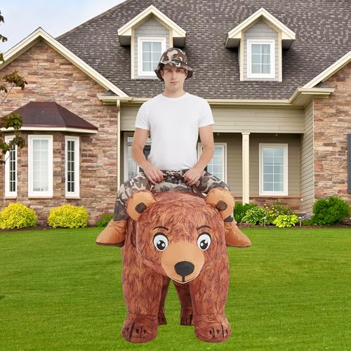 One Casa Inflatable Costume Adult,Blow up Ride Bear Suit,Halloween Costumes for Men Women