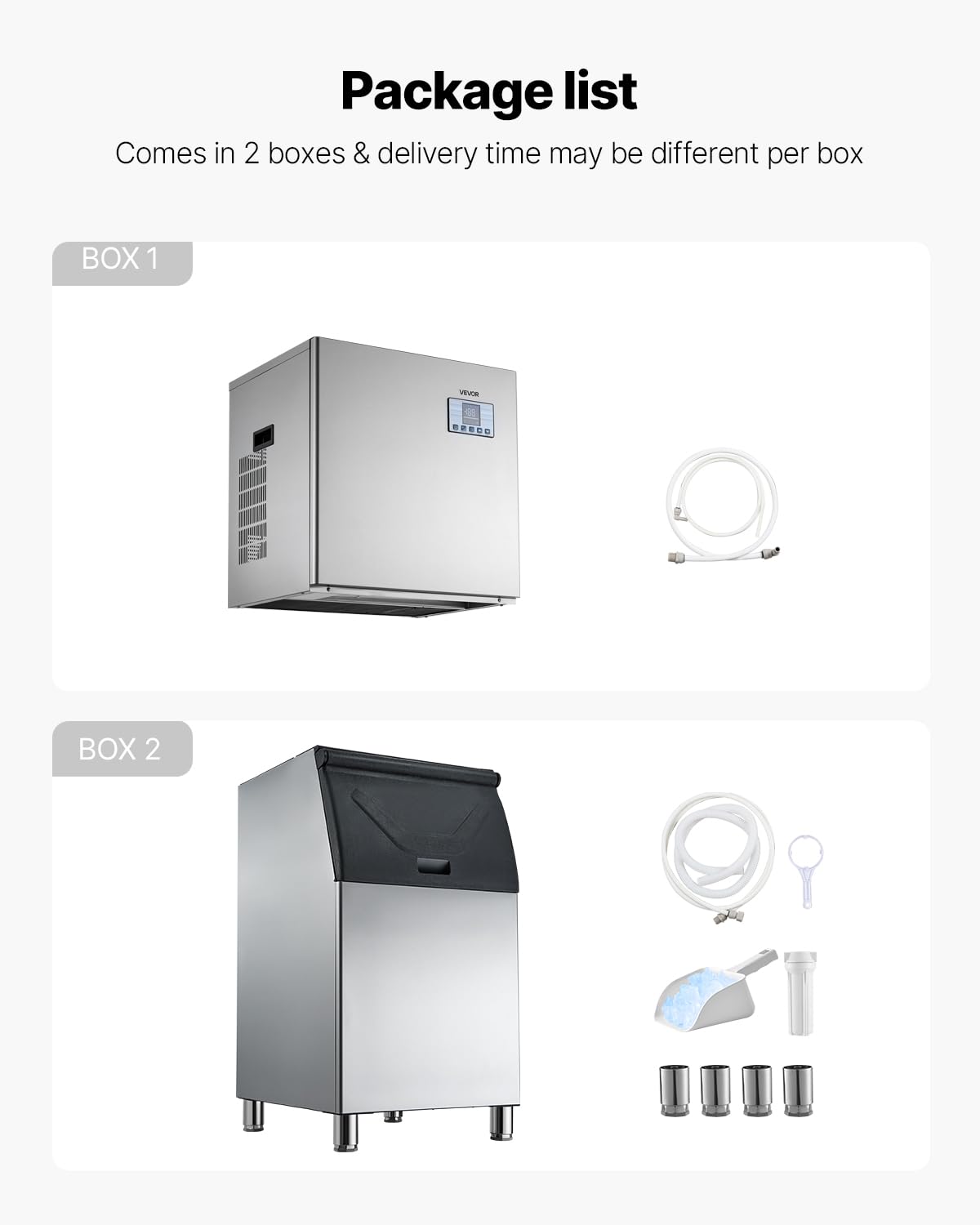 VEVOR Commercial Ice Maker Machine, 400LBS/24H Ice-Making Machine with 300LBS Stainless Steel Storage Bin, Auto Self-Cleaning Ice Maker with Touchscreen for Bar Cafe Restaurant Business Commercial