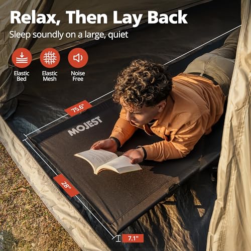 Mojest Ultralight Camping Cot for Adults - Portable Folding Camping Bed, Supports 350 lbs - Lightweight for Travel, Campin...