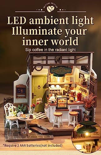 Rowood Coffee Miniature House Kit, DIY Miniature Dollhouse Kits Gifts for Adults to Build, Mayberry Street Miniatures, Woo...