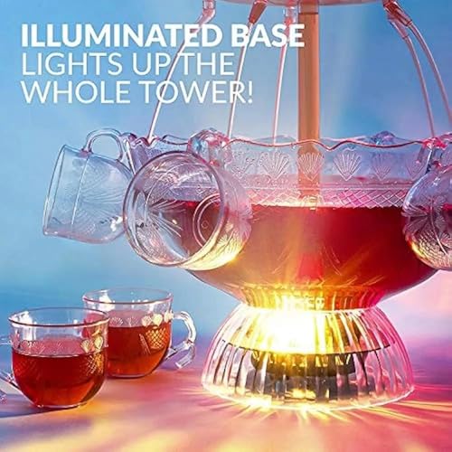 3-Tier Electric Fountain Drink Machine with LED Base, Cocktail and Wine Fountain, 1.5 Gallon Beverage Dispenser with 5 Cup...