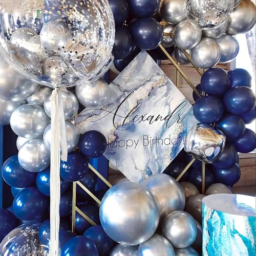 PartyWoo Navy Blue Balloons 99pcs Different Sizes of 36 18 12 10 5 Inch Dark Blue Balloon Arch Kit Garland for Graduation ...
