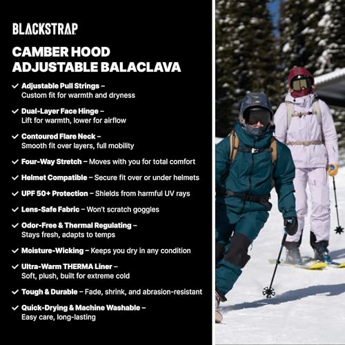 BLACKSTRAP Overhood Therma Dual Layer Adjustable Balaclava Ski Mask, Over or Under Helmet, Adult Unisex, One Size Fits All