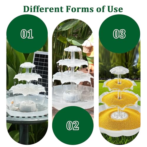 AISITIN 3 Tiered Bird Bath with 6.5W Solar Water Pump, Upgraded Solar Bird Bath Fountains with Lights, Detachable DIY Sola...