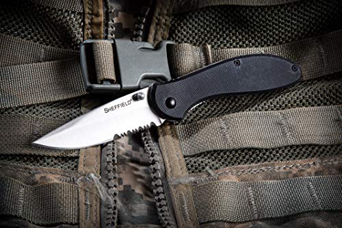 Sheffield 12164 Berda Assisted Open Knife, 3 Inch Blade EDC Knife, for Survival Gear, Self Defense, and More, G10 Handle, ...