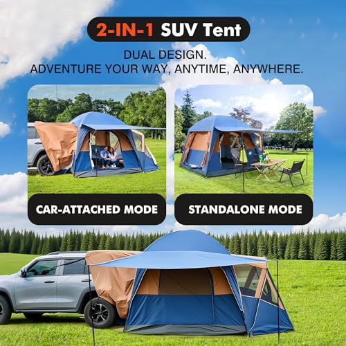 Eolzzi 4 Season Extra Large SUV Car Tent for Camping – Waterproof Windproof 5–10 Family Tent, PU3000 mm, Dual Doors with B...